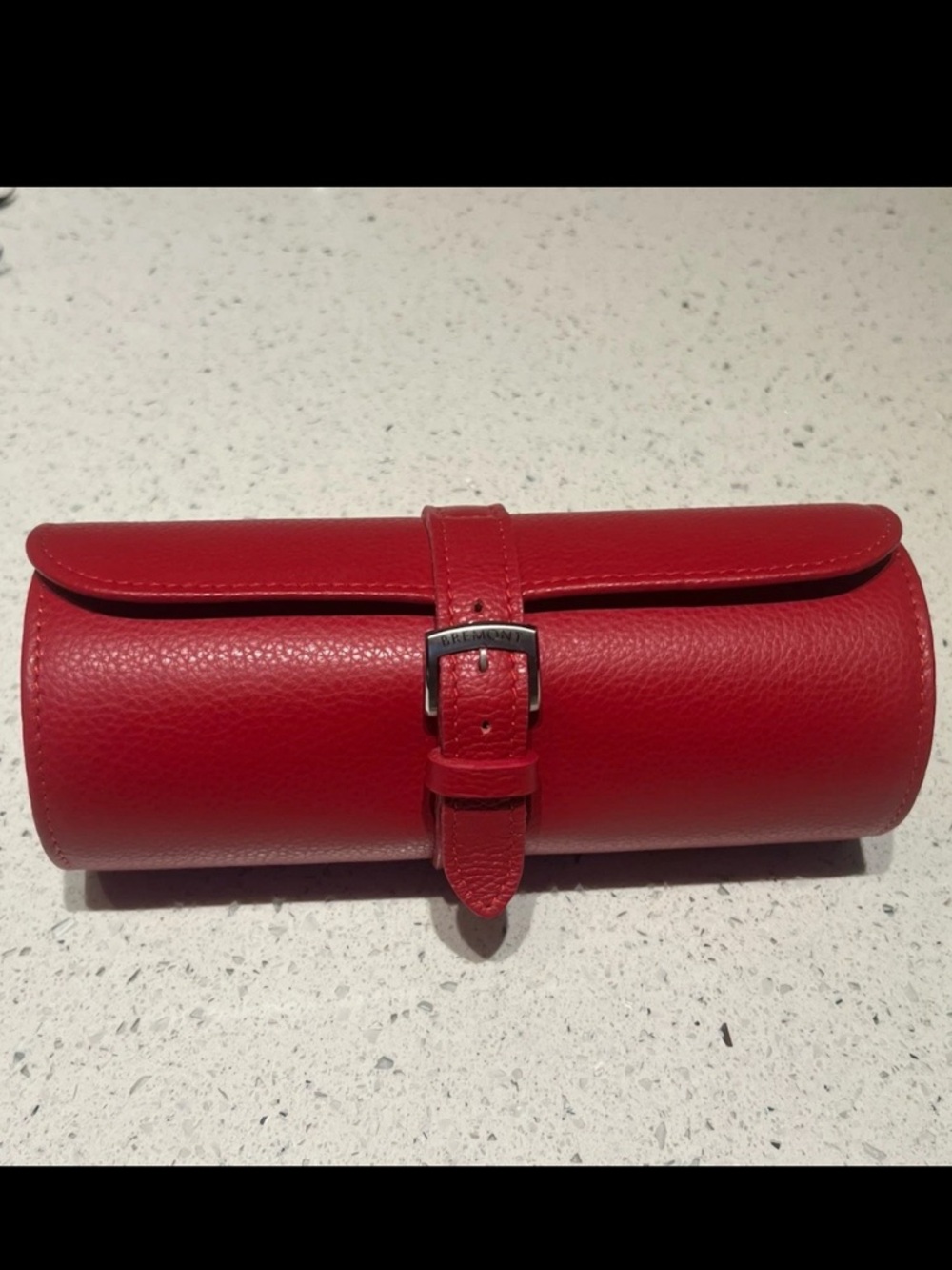 Bremont red leather watch case with tool